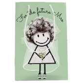 Bruid Stick Girl in kanten jurk en sneakers Medium Cadeauzakje (Voorkant)