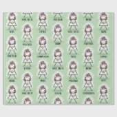 Bruid Stick Girl met bruidstekst op groen Cadeaupapier (Vlak)