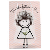 Bruid Stick Meisje in kanten jurk en sneakers  Medium Cadeauzakje (Voorkant)