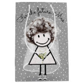 Bruid Stick Meisje in kantjurk en sneakers Medium Cadeauzakje (Voorkant)