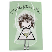 Bruid Stick Meisje in kantjurk en sneakers Medium Cadeauzakje (Voorkant)