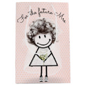 Bruid Stick Meisje in kantjurk en sneakers  Medium Cadeauzakje (Voorkant)