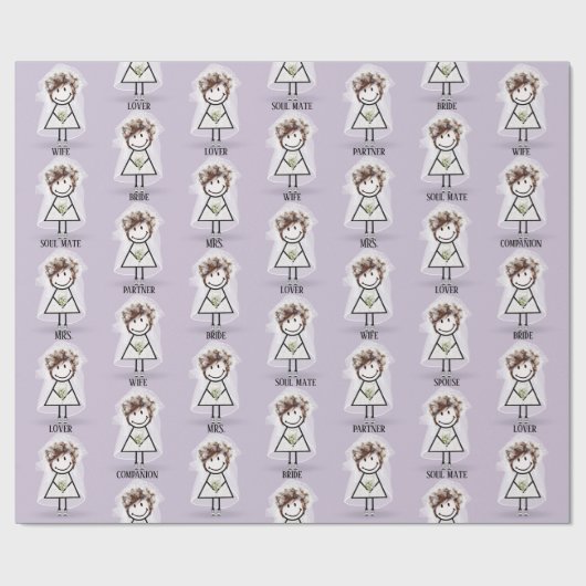 Bruid Stick Meisje In Sneakers en Boeket Cadeaupapier (Vlak)