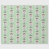 Bruid Stick Meisje in Sneakers op Groen Cadeaupapier (Vlak)