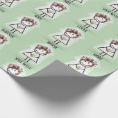 Bruid Stick Meisje in Sneakers op Groen Cadeaupapier (Hoek)