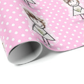 Bruid Stick meisje in sneakers op stippen Cadeaupapier (Rol Hoek)