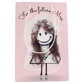 Bruid Stick Meisje met Bruidsboeket Medium Cadeauzakje (Voorkant)