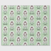 Bruid Stick Meisje met Bruidstekst op Groen Cadeaupapier (Vlak)