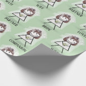 Bruid Stick Meisje met Bruidstekst op Groen Cadeaupapier (Hoek)