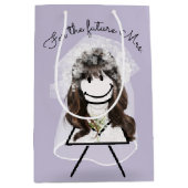 Bruid Stick meisje met madeliefjesboeket  Medium Cadeauzakje (Voorkant)