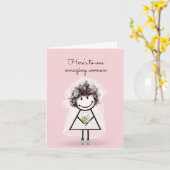 Bruid Stick Meisje met Sneakers en Madeliefjes  Kaart (Gele Bloem)