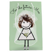 Bruid Stickfiguur in kanten jurk en sneakers Medium Cadeauzakje (Voorkant)