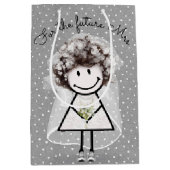 Bruid Stickfiguur in kanten jurk en sneakers Medium Cadeauzakje (Voorkant)