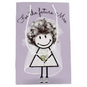 Bruid Stickfiguur in kanten jurk en sneakers Medium Cadeauzakje (Voorkant)