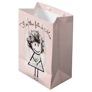 Bruid Stickfiguur in kanten jurk en sneakers Medium Cadeauzakje