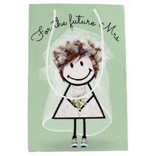 Bruid Stickfiguur in kanten jurk en sneakers Medium Cadeauzakje