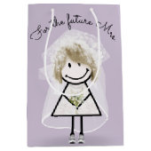 Bruid Stickfiguur in kanten jurk en sneakers Medium Cadeauzakje (Voorkant)