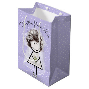 Bruid Stickfiguur in kanten jurk en sneakers Medium Cadeauzakje