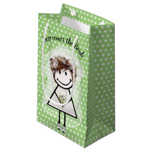 Bruid Stickfiguur in sneakers op polka stippen Klein Cadeauzakje
