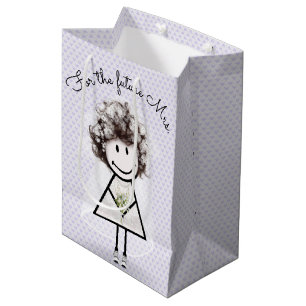 Bruid Stickfiguur Meisje in Kanten Jurk en Sneaker Medium Cadeauzakje