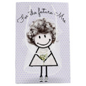 Bruid Stickfiguur Meisje in Kanten Jurk en Sneaker Medium Cadeauzakje (Voorkant)