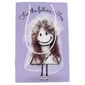 Bruid Stickfiguur Meisje met Boeket Medium Cadeauzakje (Voorkant)