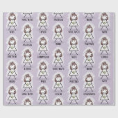 Bruid Stickfiguur Meisje met Bruidstekst op Paars Cadeaupapier (Vlak)