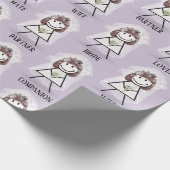 Bruid Stickfiguur Meisje met Bruidstekst op Paars Cadeaupapier (Hoek)