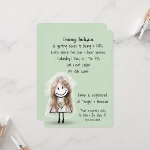 Bruid Stickfiguur Meisje op Groen Kaart