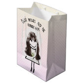 Bruid Stickfiguur Meisje Op Hartjes Medium Cadeauzakje (Voorkant Gekanteld)