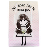 Bruid Stickfiguur Meisje Op Hartjes Medium Cadeauzakje (Voorkant)