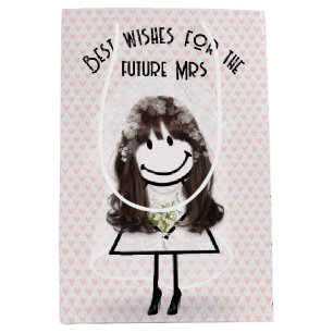 Bruid Stickfiguur Meisje Op Hartjes Medium Cadeauzakje