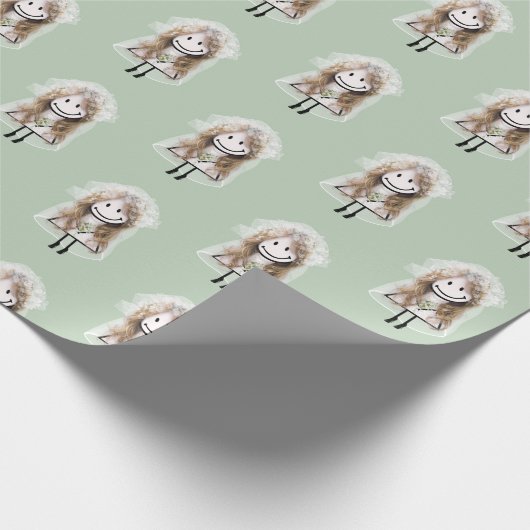 Bruid Stickfiguur met madeliefjesboeket Cadeaupapier (Hoek)