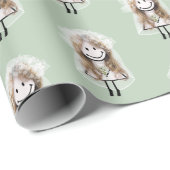 Bruid Stickfiguur met madeliefjesboeket Cadeaupapier (Rol Hoek)