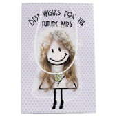 Bruid Stickfiguur Op Lavendel Hartjes  Medium Cadeauzakje (Voorkant)