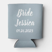 Bruid Stof Blauw Elegant Script Cadeau Bruiloften Blikjeskoeler (Voorkant)