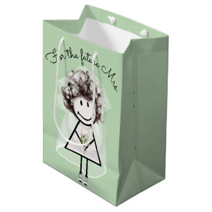Bruid Stokfiguur Meisje in Kanten Jurk en Sneakers Medium Cadeauzakje