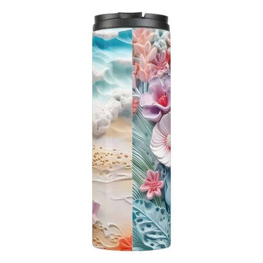 Bruid strand bruids feest oceaan blauw gepersonali thermosbeker (Achterkant)