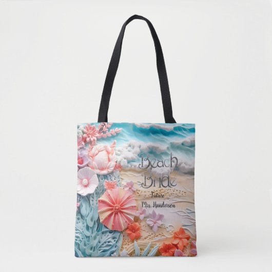 Bruid strand bruids feest oceaan blauw gepersonali tote bag (Voorkant)