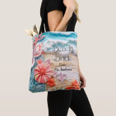 Bruid strand bruids feest oceaan blauw gepersonali tote bag (Dichtbij)