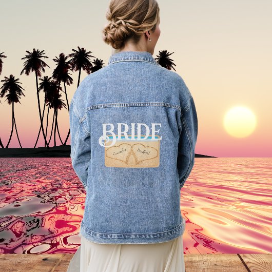 Bruid Strand Bruiloft 2 Hart in Zand Denim Jacket