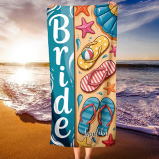Bruid Summer Seashore Vibes Flip-Flops Trouwdag Strandlaken