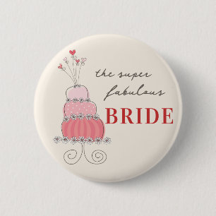 BRUID Sweet Roze Chic Trouwtaart Naamkaartje Knop Ronde Button 5,7 Cm