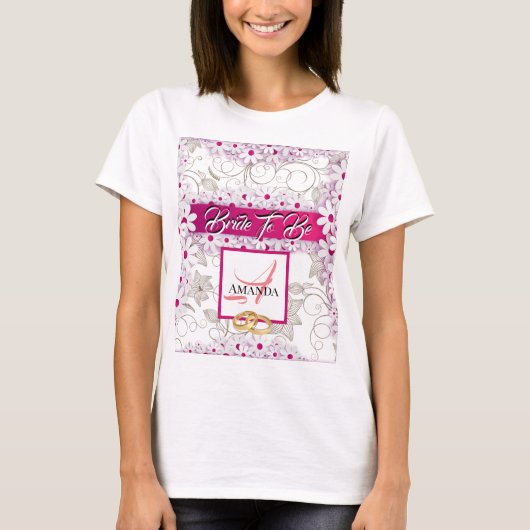 Bruid T-Shirt Met Naam Of Monogram - Te Koop Voor  (Voorkant)