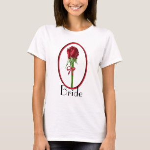 Bruid T-shirt met rode rozen