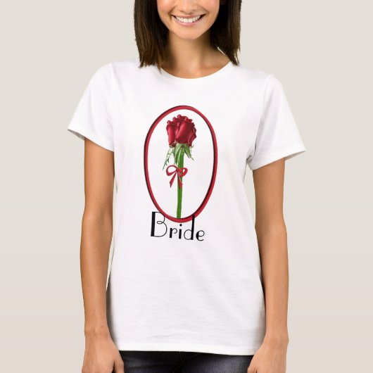 Bruid T-shirt met rode rozen (Voorkant)