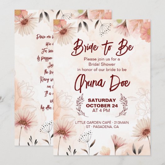 Bruid te worden zegen uitnodiging (Voorkant / Achterkant)