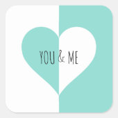 Bruid Teal Blue You & Me Suite Shower Feest Vierkante Sticker (Voorkant)