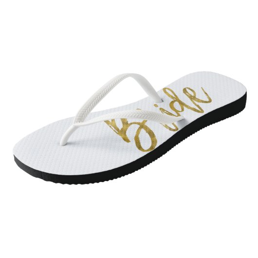 Bruid Teenslippers met Gold Folie Typografie (Schuin)