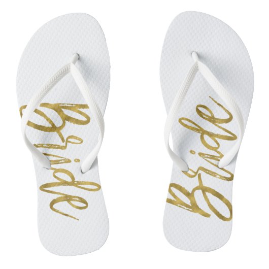 Bruid Teenslippers met Gold Folie Typografie (Voetbed)